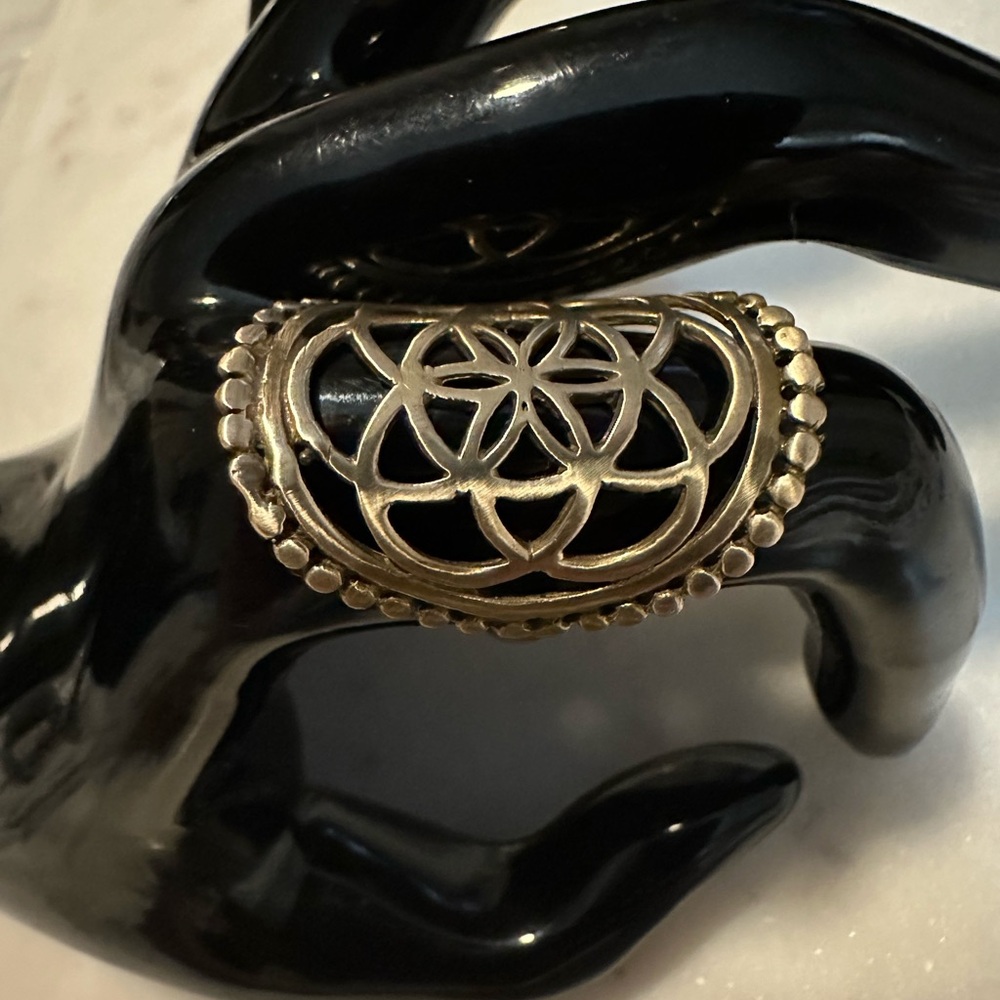 Vintage Brass Seed of Life Sacred Geometry Ring Size 7